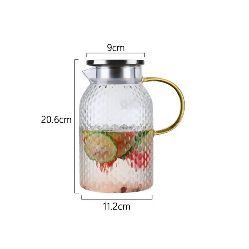 Cold Kettle with Handle Water Bottle Home Beverage Pot Large Capacity Cold Brewing Pot Exquisite Glassware Kitchen Accessories