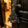Spooky Party Door Signs Halloween Tree Acrylic Hanging Ornament, Pumpkin Ghost Skull Seasonal Orange Purple Festive Accents Decor, Pendant for