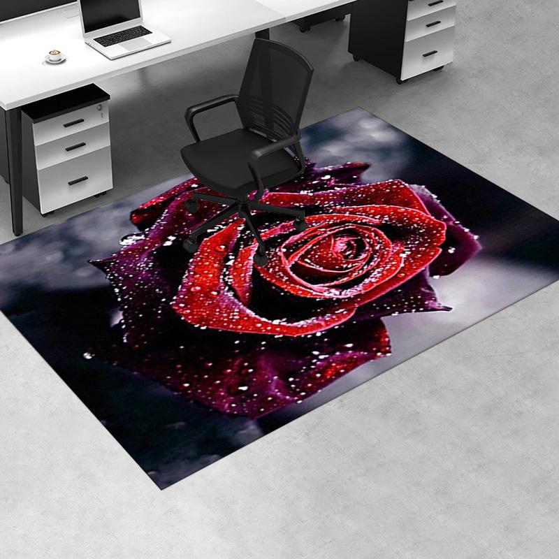 1pc. Luxury Red Rose Outdoor Rug for Home Decor, Office Carpet, Gift Idea, Elegant Floral Mat for Living Room, Bedroom, Kitchen Floor Decoration