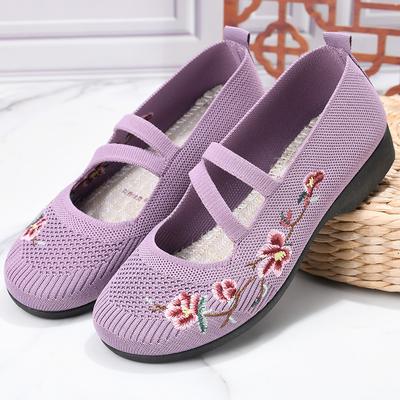 Women's Shoes Slip-on Flat Embroidered Shoes, Soft Sole Elastic Mom Shoes - Women's Summer Shoes Free Shippiing Shoes2025