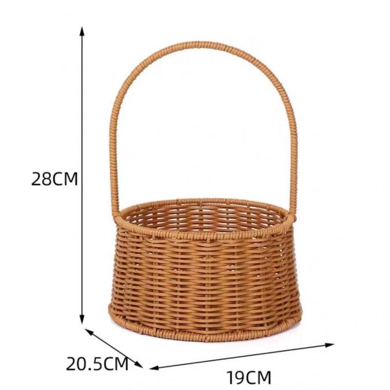 Pastoral-Style Handwoven Rattan Flower Basket - Small Decorative Green Plant Basket