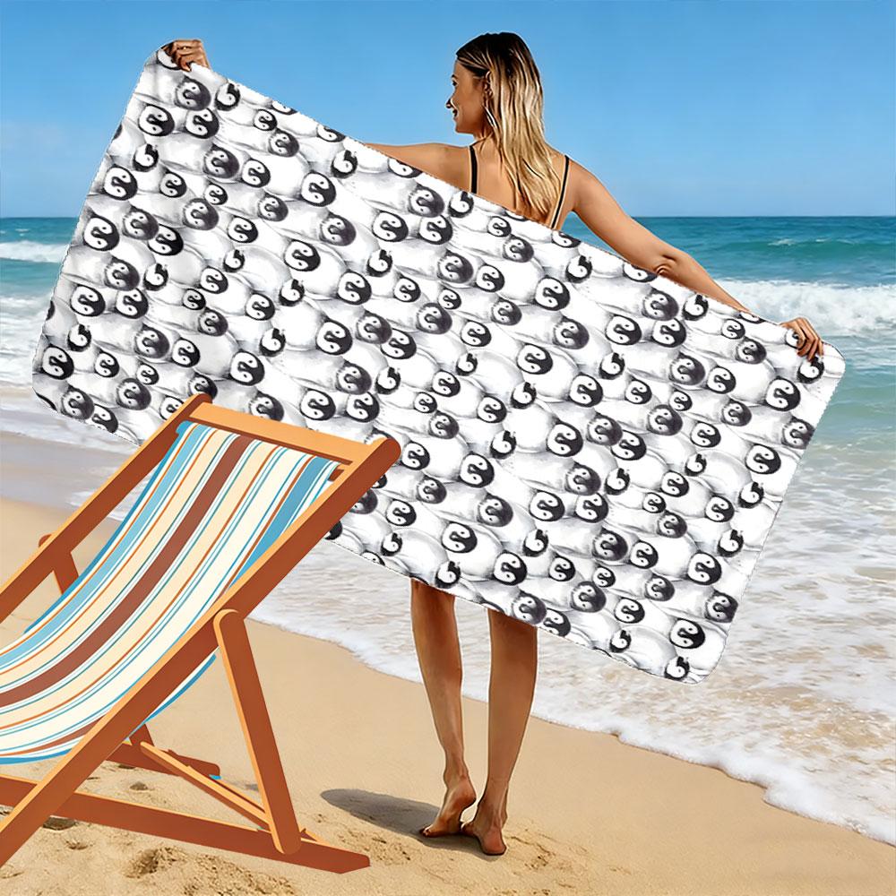 Adorable penguins' cozy gathering Print beach towel, quick drying, suitable for travel, outdoor sports, jogging, the beach and swimming, gift