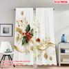 2pcs 2D Flat Printing Merry Christmas Trendy Curtains Christmas Holly Berries Snowflakes Digital Printed Polyester Drapes Party