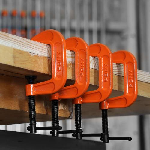 PONY C-Type Clamps, Heavy-Duty Steel, Maximum Clamping Force: 227kg, Maximum Opening: 38mm, DIY Tools for Woodworking, Gluing, Fastening, Welding, Cut