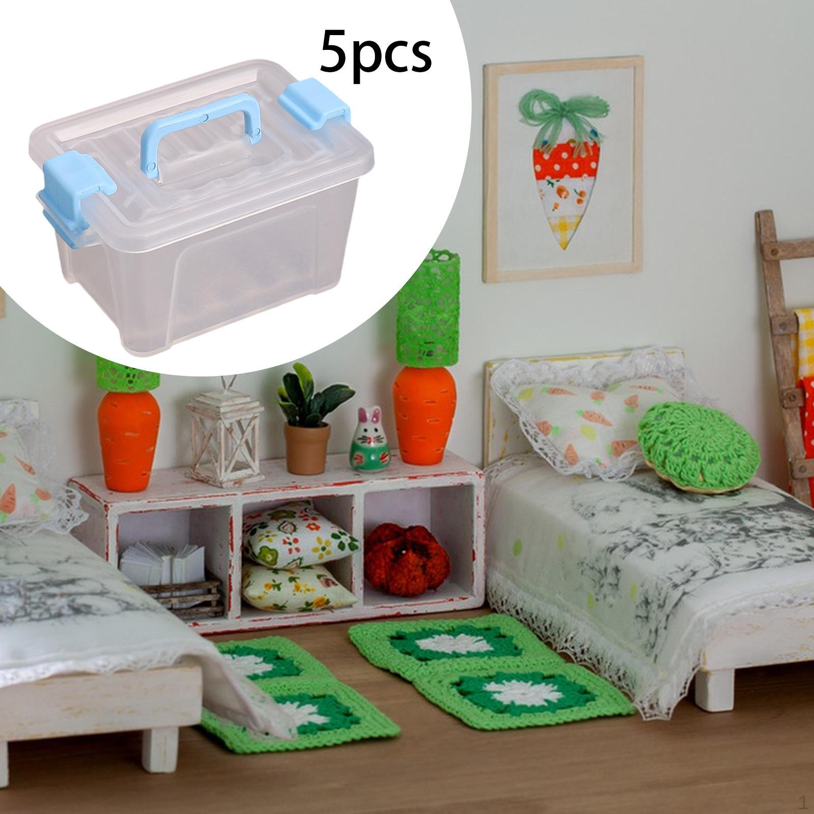 

5 Pieces Dollhouse Miniature Box Organizer Creative,Clear,Decoration Accessories Storage синий