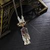 DIY Wooden Robot Pendant Necklace Unisex Clavicle Chain Punk Chokers for Women