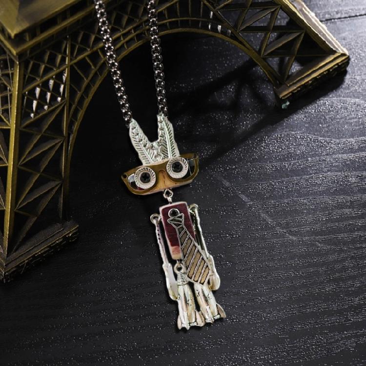 DIY Wooden Robot Pendant Necklace Unisex Clavicle Chain Punk Chokers for Women