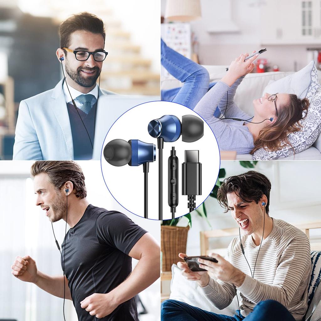 Type-C Wired Earphones for Calls, Compatible with iPhone 1615iPad 10Air 45mini 610th Generation, Galaxy S22S23S24Google Pixel