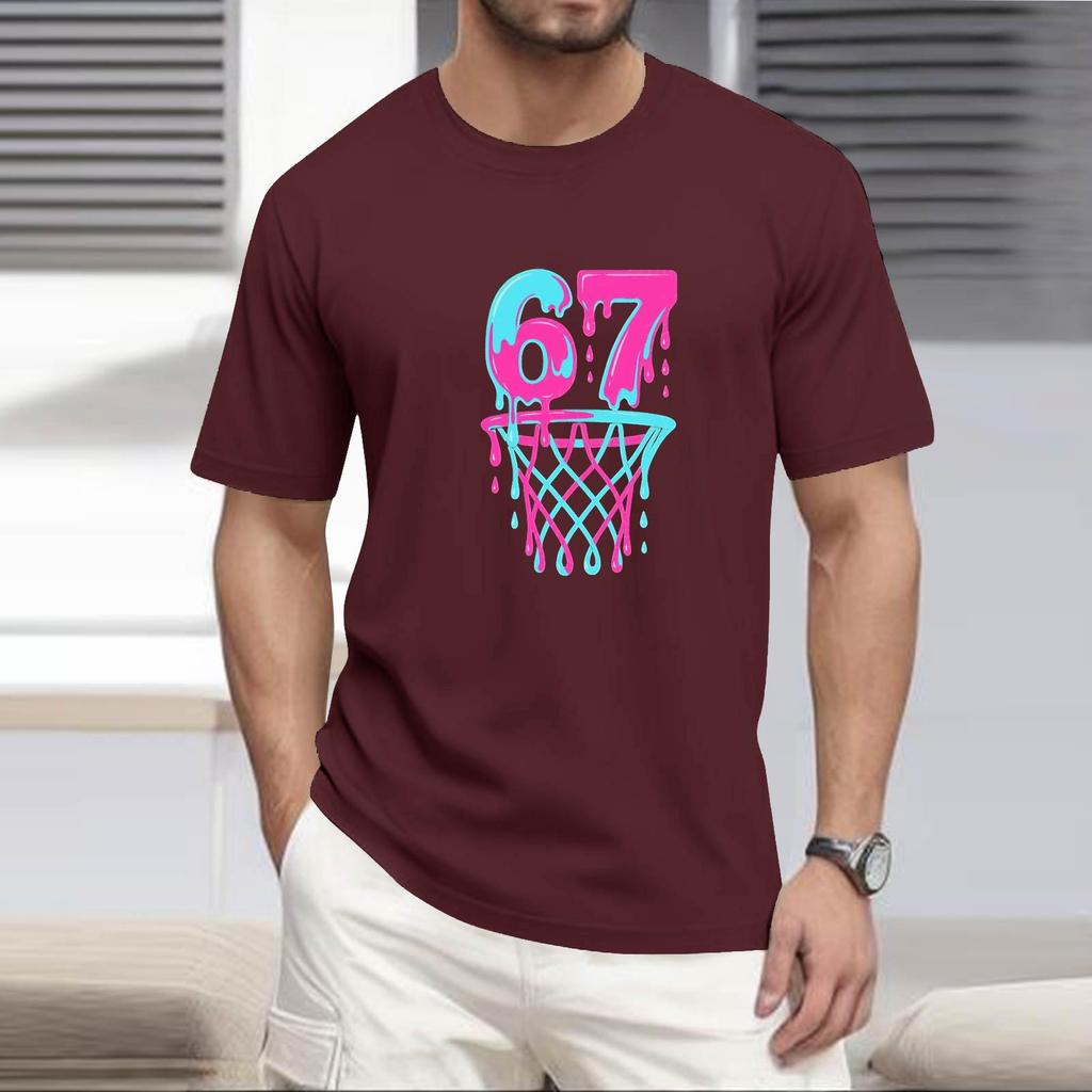 Men's  Popular T-shirt Printed Round Neck Short Sleeve T-shirt