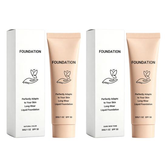 Skin Friendly Foundation 30G Color Changing Liquid Foundation, SPF 50 Natural Deep Tone Pore Coverage Long-Lasting Lightweight Makeup Concealer