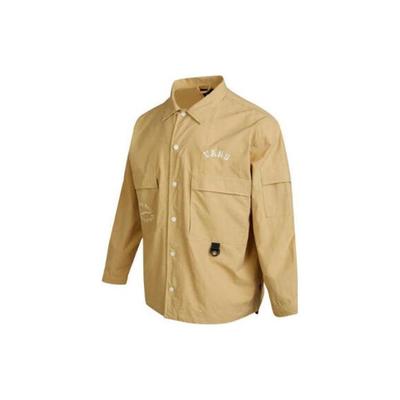 Outdoor Casual Letter Logo Embroidered Button-Down Multi-Pocket Work Jacket Men Jackets Brown VN0002GWYUU