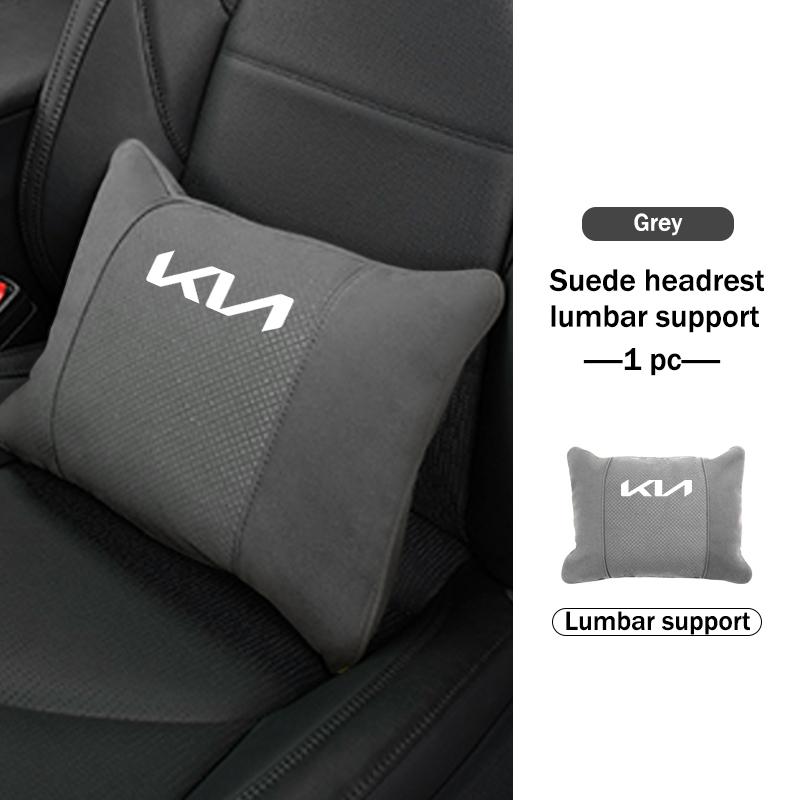 For KIA Suede Breathable Car Headrest Lumbar Support Mat Neck Protection Pillow Stinger Optima Cerato Soul Venga Forte Spectra