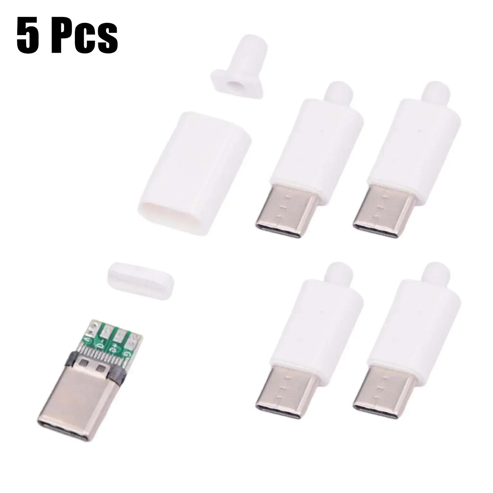 

C Male Connector Interface Plug 5PCS Both Ways Solder Type Electrical Testing Equipment For Type C Power + Data білий