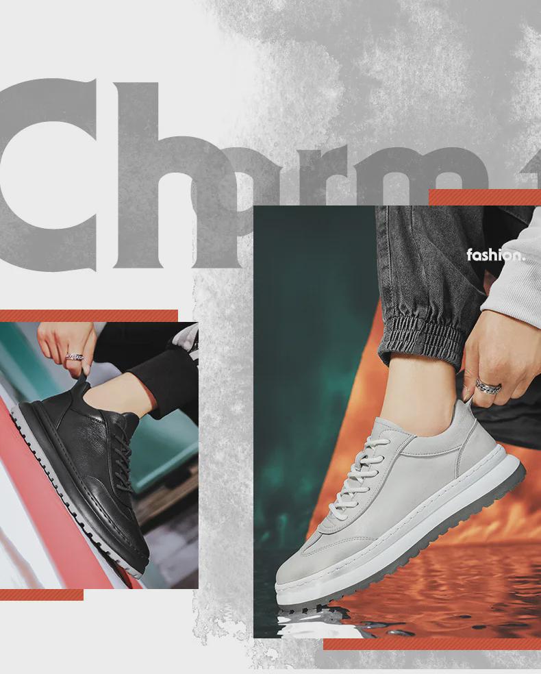 Men's Genuine Microfiber Casual Leather Shoes - Non-Slip, Trendy, and Ideal for Autumn/Winter.