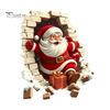 Santa Claus Decoration Decal Broken Wall Sticker, Christmas Decal, Seasonal Decorations Removable Mural for Living Room Bedroom Holiday Party