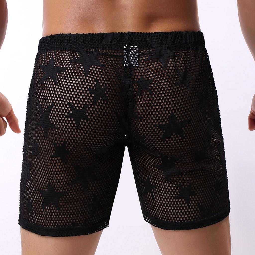 Men's Underwear Star Mesh Breathable  Pants Sexy Transparent Underwear