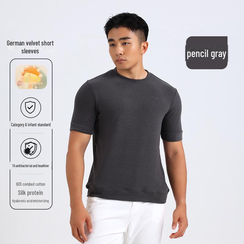 Men’s Short-Sleeve Velvet Heating Sports Shirt with Hyaluronic Acid - Ideal for Autumn and Winter Layering