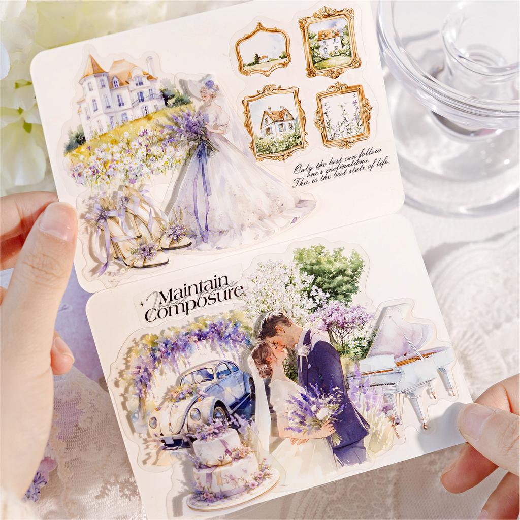 40pcs/bag PET Sticker Fresh Romantic Couple Dating Everyday Characters Pattern Hand Tent Collage Sticker Creative DIY Decoration