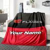 Name Custom Calgary Flames Art Print Flannel Blanket High Quality Warm Comfortable Cover for All Seasons Perfect for Gifts Home Decor