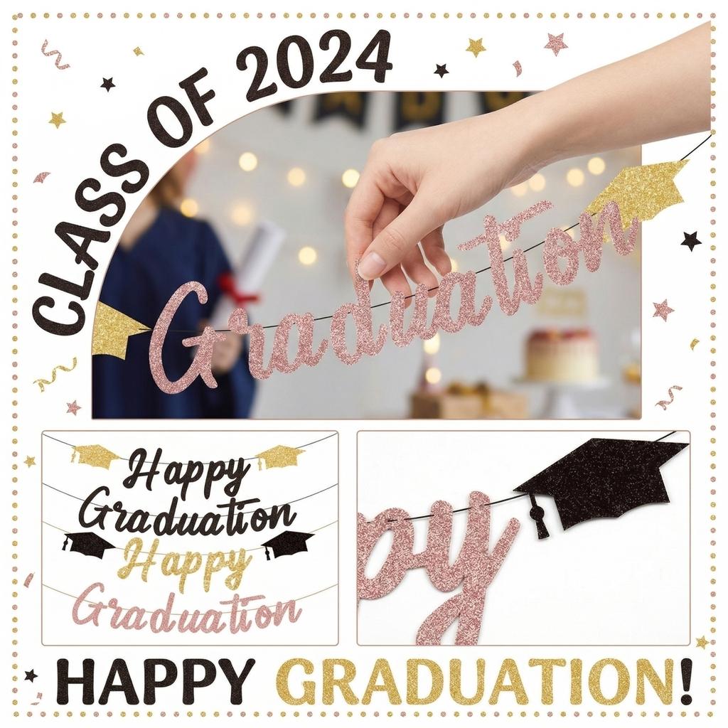 Graduation Banner – Perfect For Decorating Your Graduation Party Scene With This Festive Banner And Flag Set.