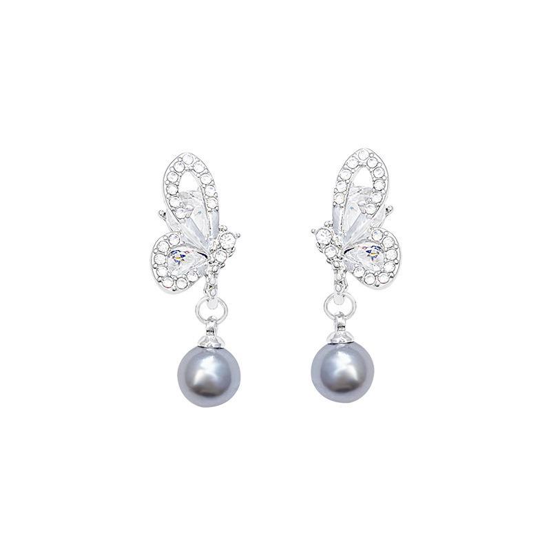 Elegante S925 Silber Zirkon Schmetterling Ohrringe - Koreanischer Stil Luxus & All-Match Design für Frauen