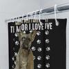 Decorative Dog Print Shower Curtain French Bulldog Design, White Paw Prints, Premium Quality Fabric, Waterproof Bath Mat Set For