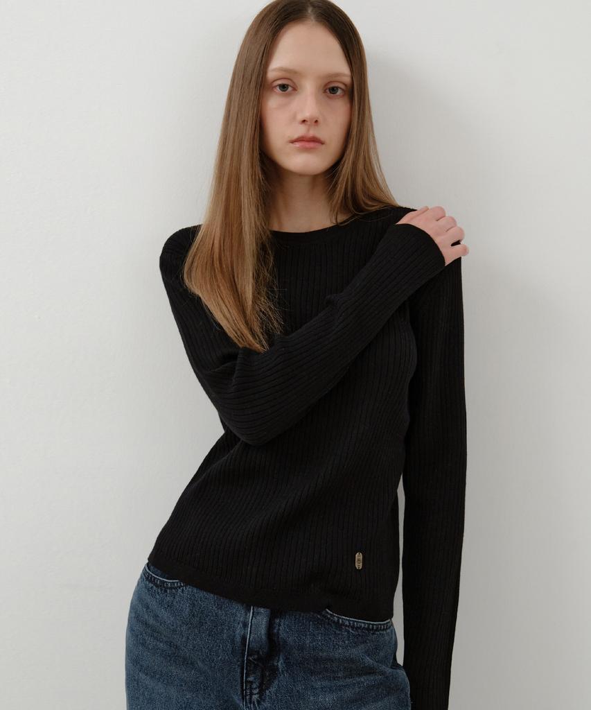 Wednesday Oasis For Woman Relaxed Basic Long Sleeve Knit_Black(Wc25-Kn58)