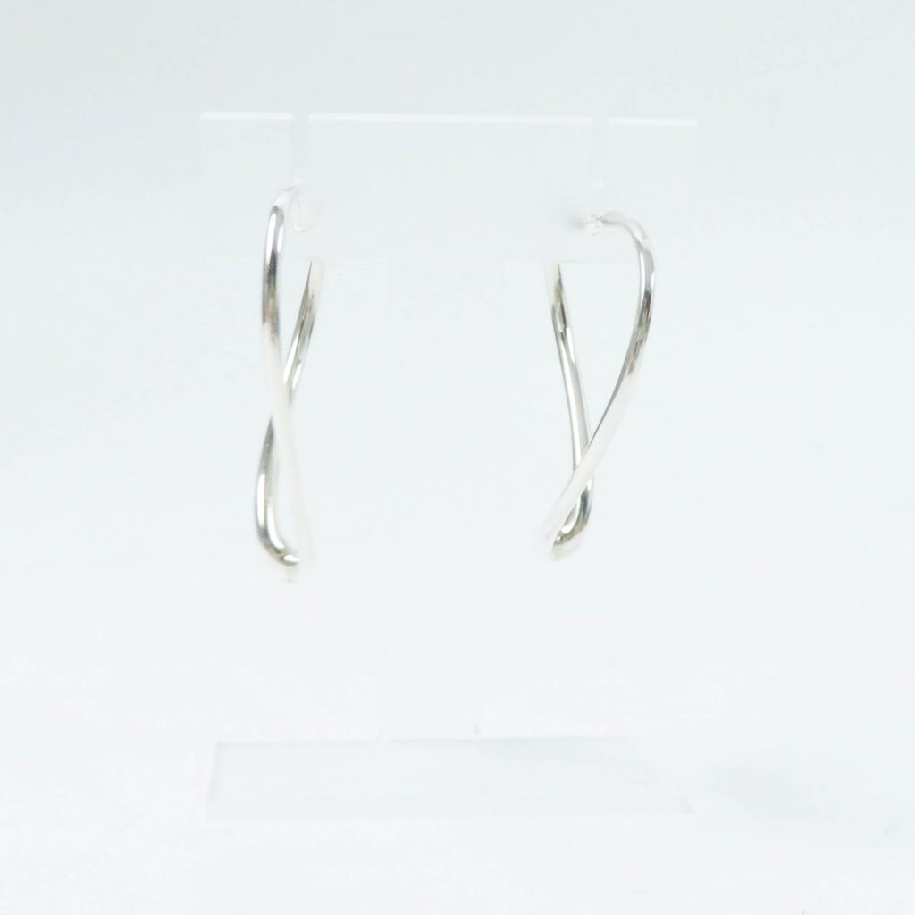 Great TIFFANY&Co. Pierce Open Heart Medium Hoops for both ears Silver AG925 Women Used