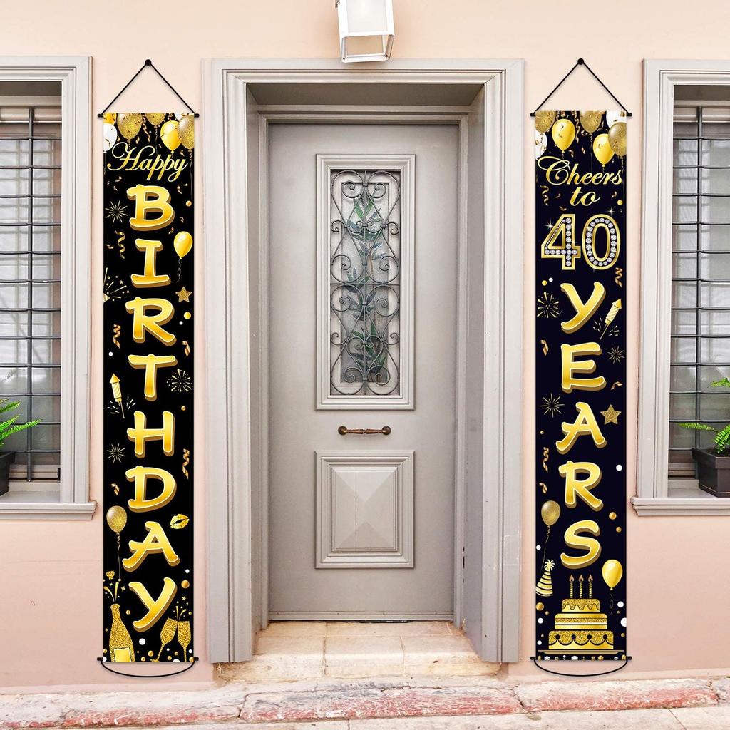 80th Birthday Party Banner Decorations for Women Men 80 Year Old Door Banners Signs Black Gold Cheers to 80 Years Brithday Party Supplies Welcome