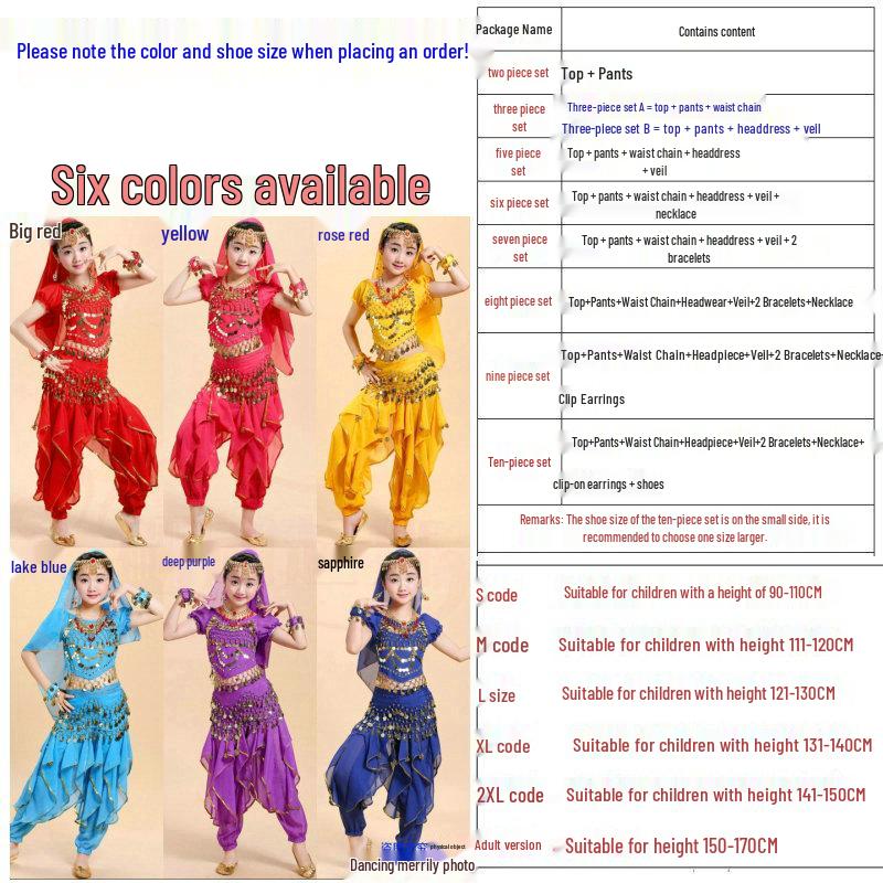 Children's Indian & Xinjiang Folk Dance Costume - Belly Dance Performance Outfit for Girls