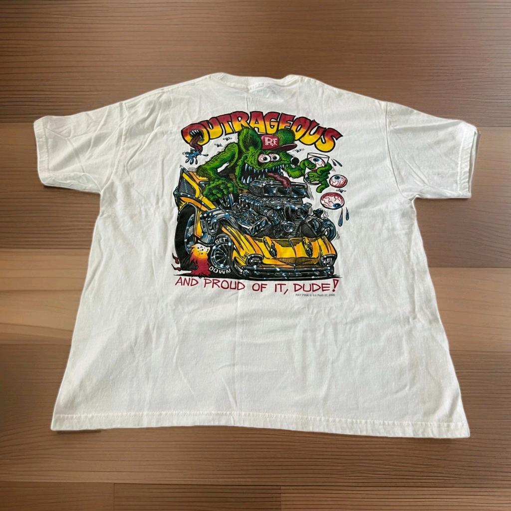 Rat Fink Outrageous T Shirt Xl Tee Cotton Short Sleeve 87 Graphic Back Hit Rf