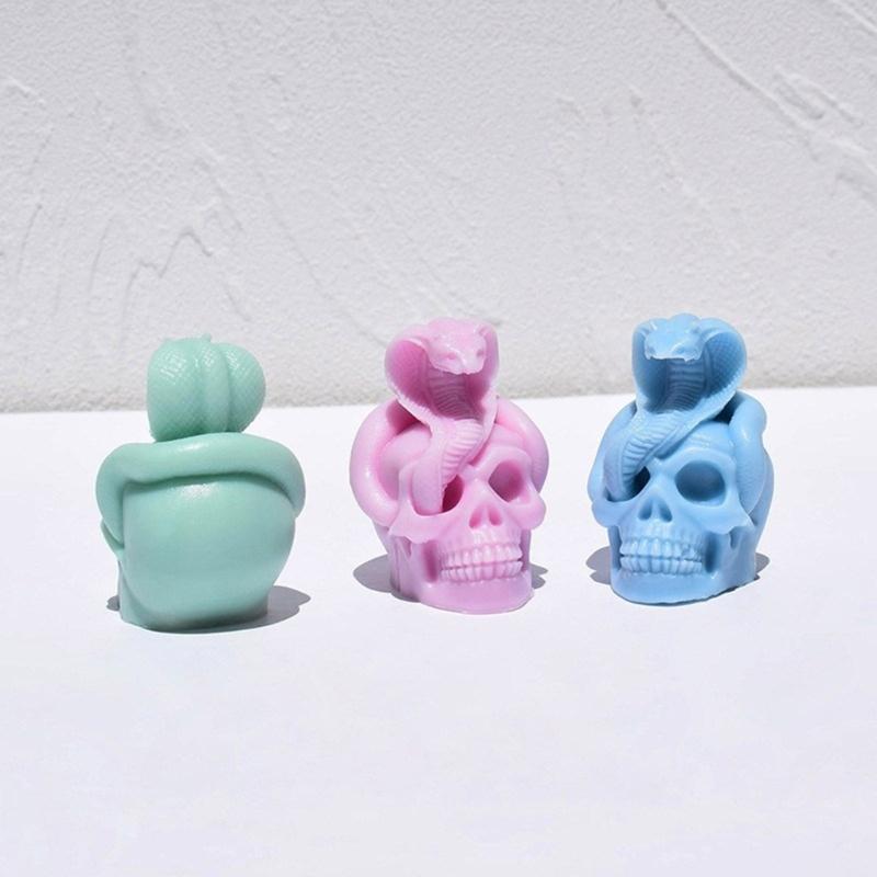 Skull Snake Silicone Candle Molds for Candle Soap Halloween Decoration Multipurpose Silicone Mould For Epoxy Resin
