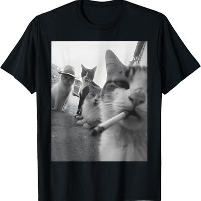 Cigarette Kitten Smoking Cat Meme Kitten Stupid Brainrot T-Shirt