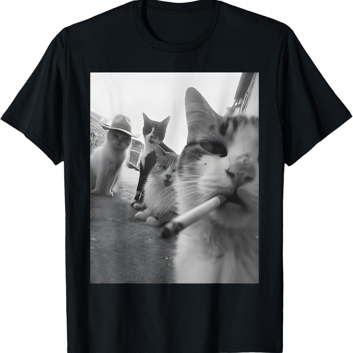 Cigarette Kitten Smoking Cat Meme Kitten Stupid Brainrot T-Shirt S