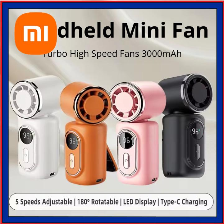 Xiaomi Portable Mini Fan Handheld Small Fan 5 Speed 3000mAh USB Rechargeable LED Display 180° Rotatable Clip Cooling Turbo Fans