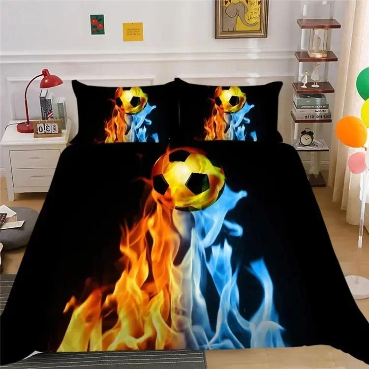 Simple Sport Ball Black White Bedding King Size Soccer Comforter Cover Set 3D Boys Bedroom Decor Football Duvet Cover Sets