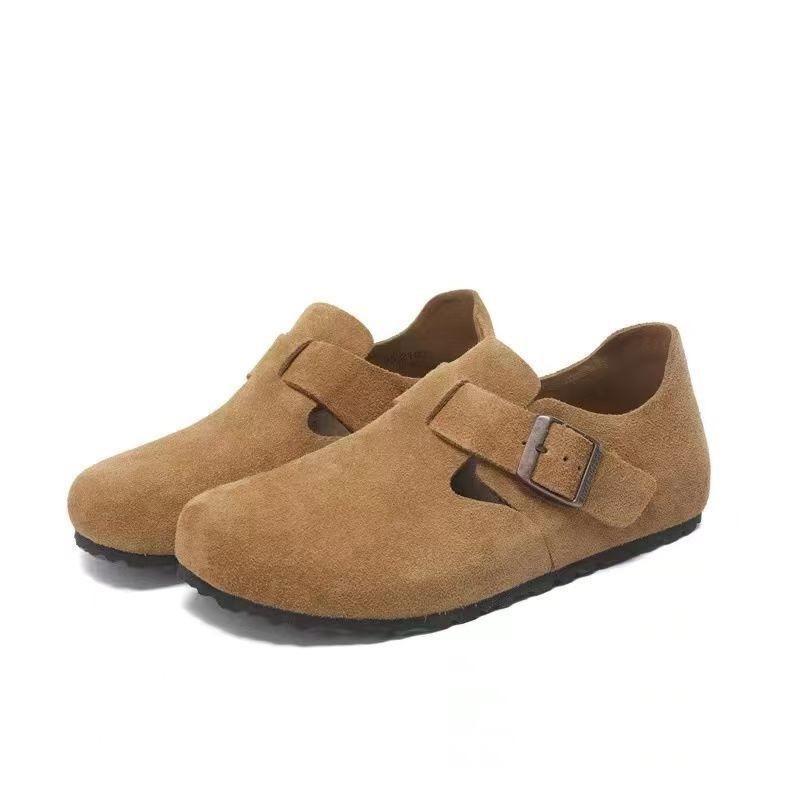 Sheepskin version~ cork thick-soled leather half-slippers for women to wear outside in summer, baotou muffin, cool slippers, half-tray shoes