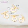 18K Gold Plated Round Heart Flower Shape OT Toggle Clasps, End Connector Clasps Accessories For DIY Jewelry Making Findings