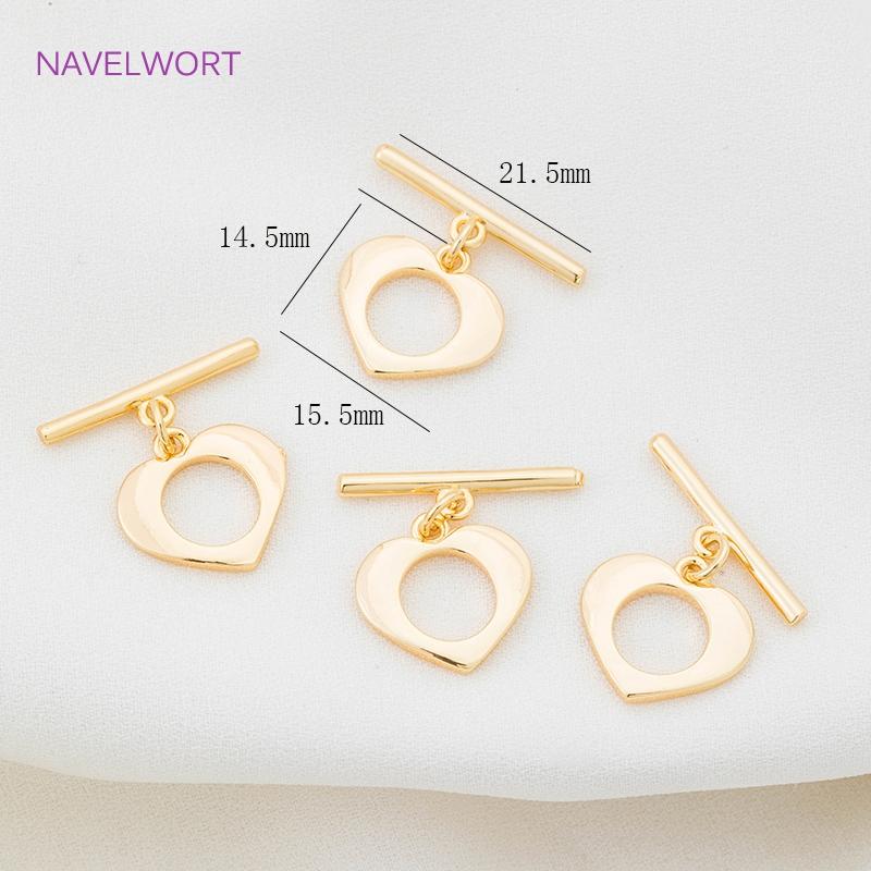 18K Gold Plated Round Heart Flower Shape OT Toggle Clasps, End Connector Clasps Accessories For DIY Jewelry Making Findings