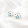 Natural Swiss Blue Topaz Silver Stud Earrings 925 Solid Silver Handmade Earrings CE-13-5