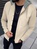 2025 Men's Autumn Waffle Knit Hooded Single-breasted Casual Cardigan Jacket