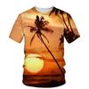 Coconut Tree 3D Printed T-shirt Men's O-neck Short Sleeved T-shirt