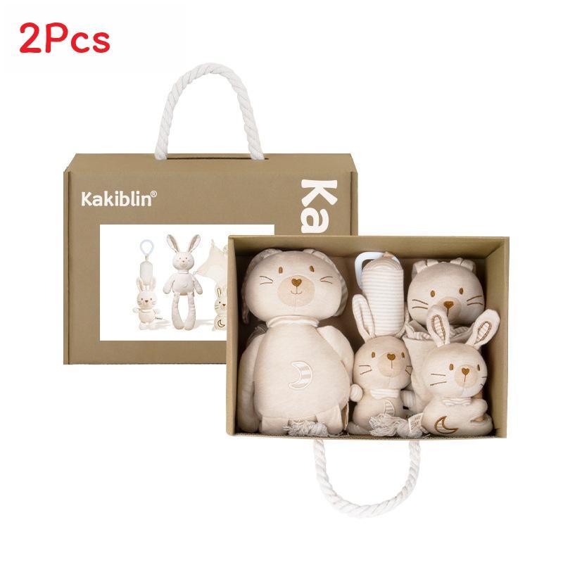Organic Cotton Baby Comfort Kit With Soft Toys For Infants And New Parents Khaki A