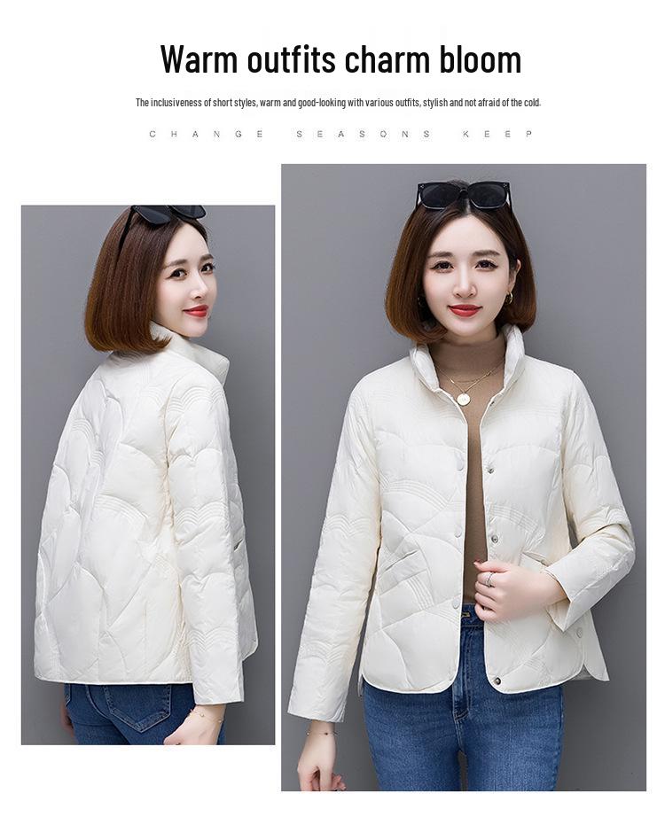 Women's Fashionable White Duck Down Jacket - 2025 Winter Lightweight & Warm Short Outerwear