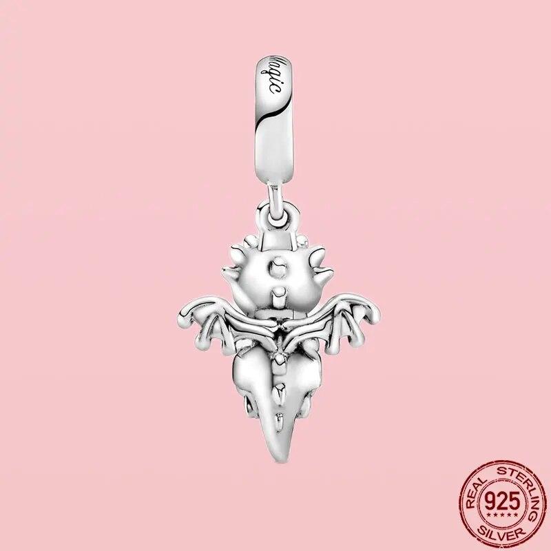 925 Sterling Silber Anhänger You Are Magic Dragon Baumeln Charm Perlenarmband Halsband Feiner Schmuck