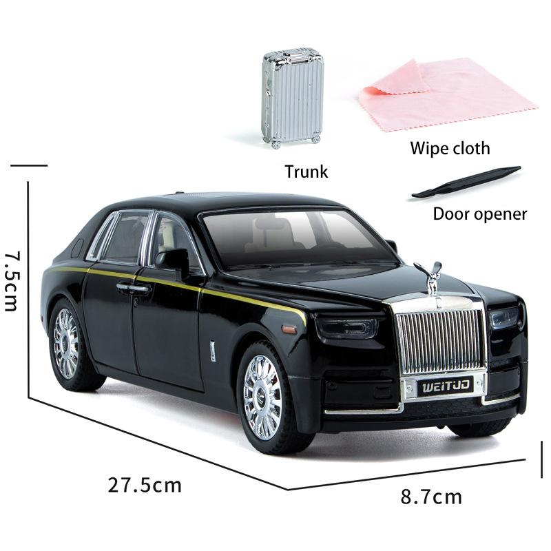 1/20 Scale Phantom Diecast Car Model Toy, Pull Back Toy Vehicle with Sound and Light for Kids Toddler Boys Girls Gift Collection