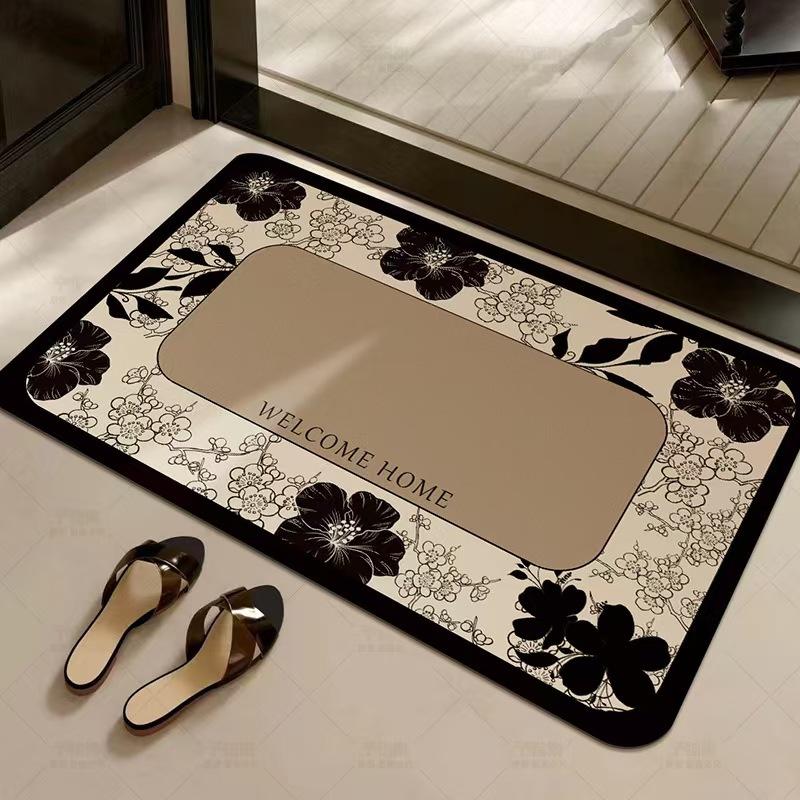 French Style Light Luxury Diatomaceous Earth Mat Small Fragrance Style Bathroom Mat Entrance Door Mat Bathroom Water-Absorbing Foot Mat