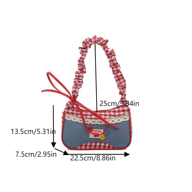 

Сладкое кружево, клетка, женские сумки через плечо, пэчворк, студенческий стиль, девичья сумка подмышку, простой плиссированный дизайн, женские сумки, кошелек A1