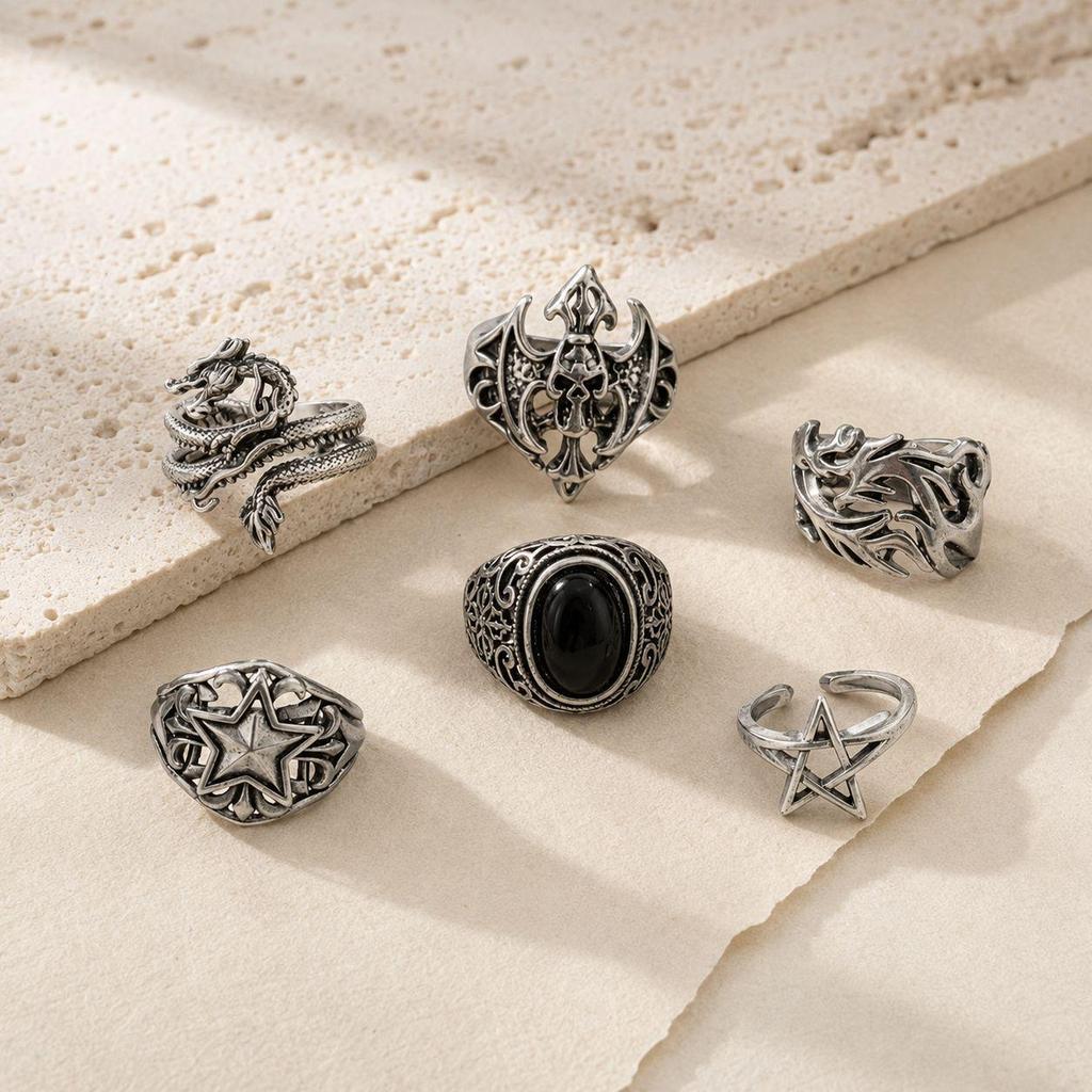 Men's Retro Punk Hip Hop Ring - Unique Design Jewelry Accessory