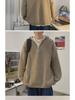 Men's Gray Cleanfit Half-Zip Hooded Sweater - Casual, Cool American Style Knitted Jacket